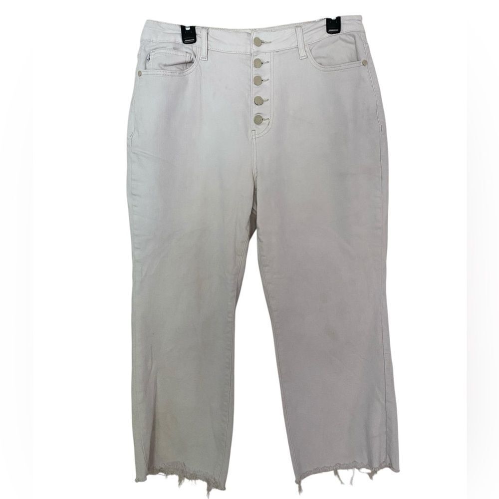 Judy Blue Plus Womans Cream Button-Fly Cropped Jeans